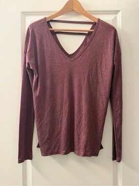SO Long Sleeve V-Neck Top - Plum Heather